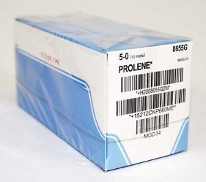 Nonabsorbable Suture with Needle Prolene™ Polypropylene PS-5 1/2 Circle Reverse Cutting Needle Size 5-0 Monofilament