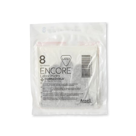 Surgical Glove ENCORE® Latex Micro Size 8 50 Pairs per Box Sterile Latex Standard Cuff Length Micro-Textured Brown Chemo Tested