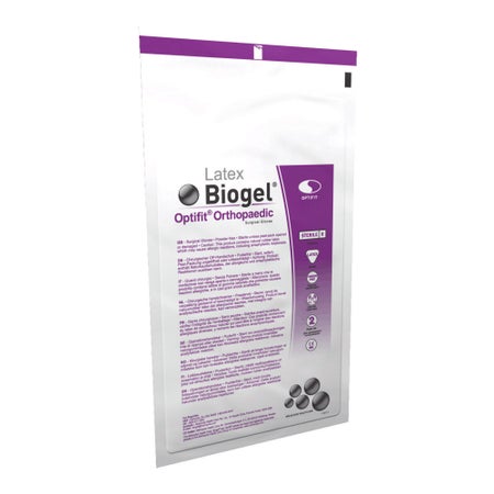 Surgical Glove Biogel® Optifit™ Orthopaedic Size 8 40 Pairs per Box Sterile Latex Standard Cuff Length Micro-Textured Straw Not Chemo Approved