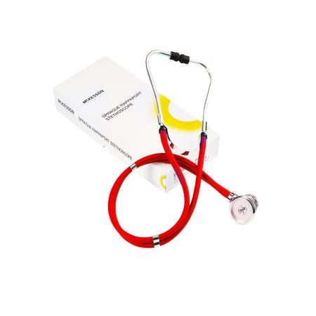 Sprague Stethoscope McKesson LUMEON™ Red 2-Tube 22 Inch Tube Double Sided Chestpiece