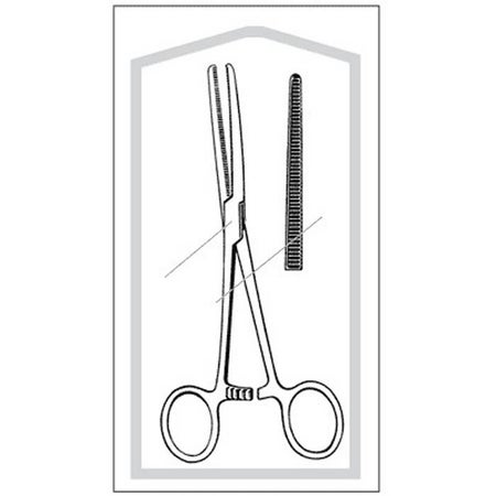 Hemostatic Forceps Econo Sterile™ Rochester-Pean 6-1/4 Inch Length Floor / Office Grade Pakistani Stainless Steel Sterile Locking Finger Ring Handle Straight Serrated Tips