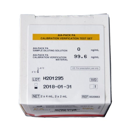 Calibration Verification / Linearity Set AIA-Pack® Prostate-specific Antigen (PsA) SDS: 2 X 4 mL, CVM: 2 X 2 mL