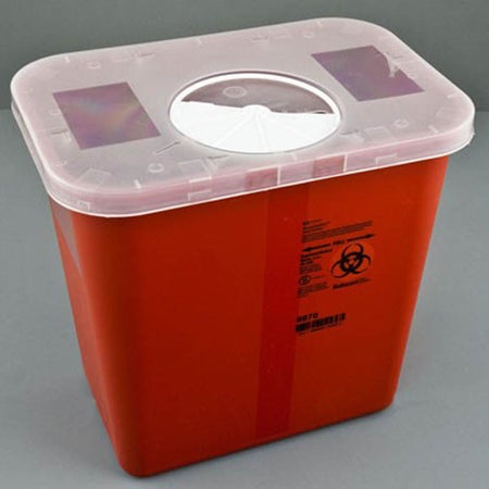 Sharps Container Red Base Vertical Entry 2 Gallon