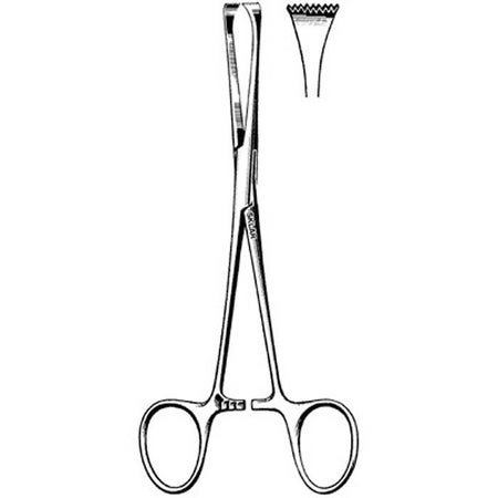Tissue Forceps Sklar® Allis-Adair 6-1/2 Inch Length OR / Surgical Grade German Stainless Steel NonSterile Locking Finger Ring Handle Straight 9 X 10 Teeth
