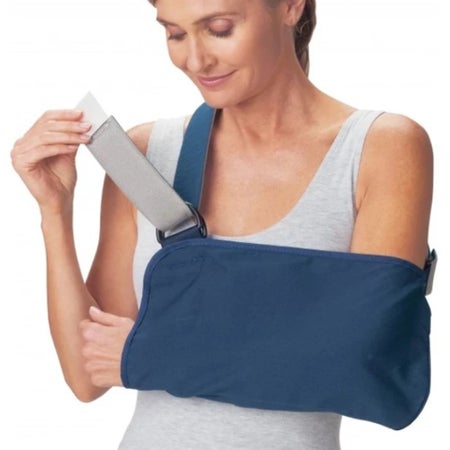 Arm Sling with Padded Strap Procare® Blue Vogue D-Ring / Hook and Loop Strap Closure Medium
