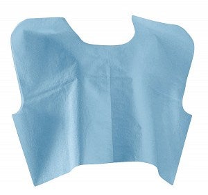 Exam Cape Blue One Size Fits Most Front / Back Opening Without Closure Female Disposable