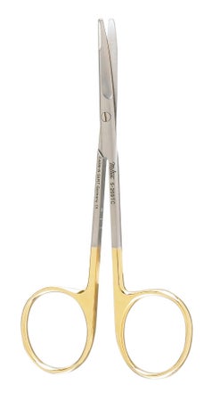 Dissecting Scissors Miltex® Carb-N-Sert® Kaye 4-1/4 Inch Length OR / Surgical Grade German Stainless Steel / Tungsten Carbide NonSterile Finger Ring Handle Curved Blunt Tip / Blunt Tip
