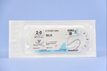 Nonabsorbable Suture with Needle Perma-Hand™ Silk BB 3/8 Circle Taper Point Needle Size 2-0 Braided
