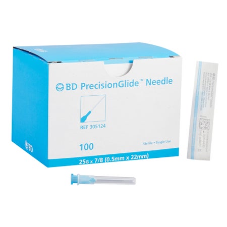 Hypodermic Needle PrecisionGlide™ 7/8 Inch Length 25 Gauge Thin Wall Without Safety