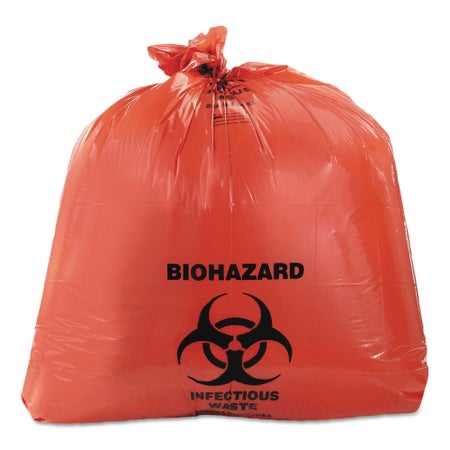 Chemotherapy Waste Bag Heritage Biohazard Symbol / Biohazard / Infectious Waste 40 to 45 gal. Red 40 X 46 Inch