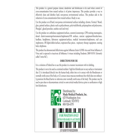 Surface Disinfectant Cleaner MadaCide-FD® Germicidal Manual Pour Liquid 1 gal. Jug Alcohol Scent NonSterile