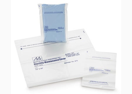 Sterility Maintenance Cover 24 X 30 Inch, 2.25 mil, Clear / Blue, LLDPE Film, Flat Pack, Heat Seal Adhesive Strip