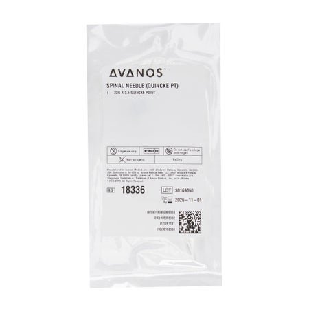 Spinal Needle AVANOS* Quincke Style 22 Gauge 3-1/2 Inch Length Sterile