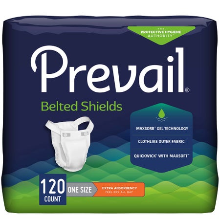Incontinence Belted Undergarment Prevail® Belted Shields Belted Adult One Size Fits Most Unisex Disposable Light Absorbency