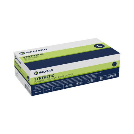 Exam Glove Halyard™ Large 100 per Box NonSterile Vinyl Standard Cuff Length Smooth Clear Not Rated