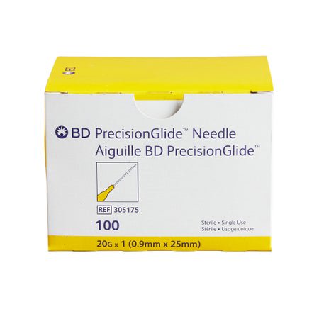 Hypodermic Needle PrecisionGlide™ 1 Inch Length 20 Gauge Thin Wall Without Safety