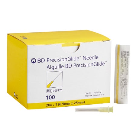 Hypodermic Needle PrecisionGlide™ 1 Inch Length 20 Gauge Thin Wall Without Safety