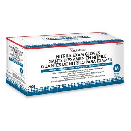 Exam Glove Flexam® Large 50 per Box Sterile Single Nitrile Extended Cuff Length Textured Fingertips Blue Chemo Tested