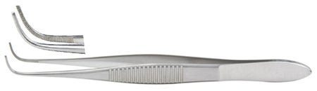 Eye Dressing Forceps Miltex® 4 Inch Length OR / Surgical Grade German Stainless Steel NonSterile NonLocking Thumb Handle Full Curved Extra Delicate, Serrated Tips
