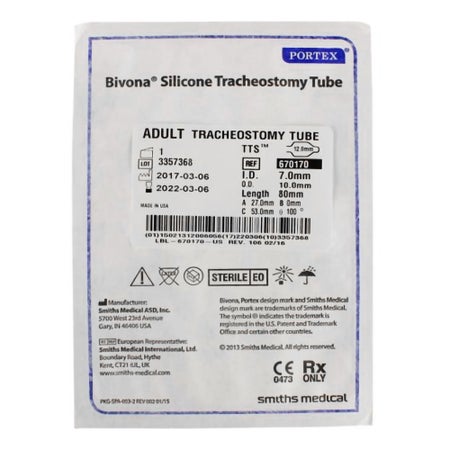Cuffed Tracheostomy Tube Bivona® TTS™ Disposable IC Size 7.0 Adult