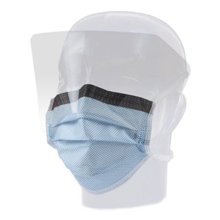 Surgical Mask with Eye Shield Precept® FluidGard® 160 Anti-fog Foam ASTM Level 3 Tie Closure One Size Fits Most