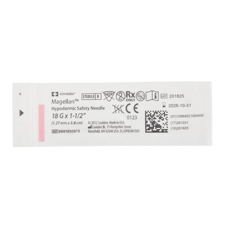 Safety Hypodermic Needle Magellan™ 1-1/2 Inch Length 18 Gauge Regular Wall Sliding Safety Needle