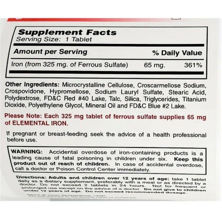 Mineral Supplement Iron 325 mg Strength Tablet 1,000 per Bottle