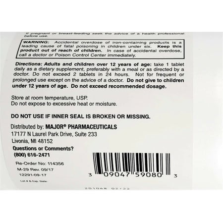 Mineral Supplement Iron 325 mg Strength Tablet 1,000 per Bottle