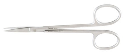Iris Scissors Economy 4-1/2 Inch Length Floor / Office Grade Pakistani Stainless Steel NonSterile Finger Ring Handle Straight Sharp Tip / Sharp Tip