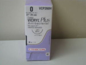 Absorbable Antibacterial Suture with Needle Coated Vicryl™ Plus Polyglactin 910 CT-1 1/2 Circle Taper Point Needle Size 0 Braided