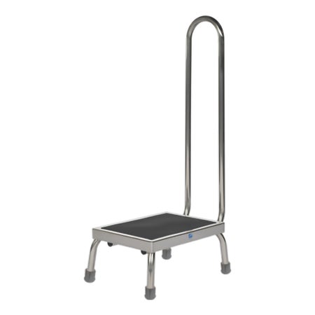Step Stool with Handrail 1 Step Stainless Steel Frame 8-1/4 Inch Step Height