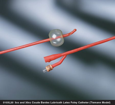 Foley Catheter Bardex® Lubricath® 2-Way Coude Tip 30 cc Balloon 16 Fr. Hydrophilic Polymer Coated Latex