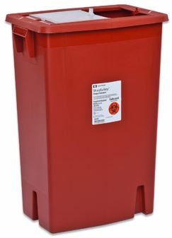 Sharps Container SharpSafety™ Red Base 17-1/2 H X 15-1/2 W X 11 D Inch Vertical Entry 8 Gallon