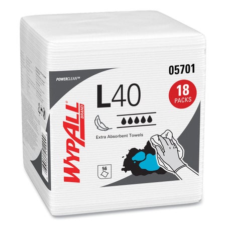 Multipurpose Task Wipe WypAll® L40 Light Duty 56 Count Poly Pack 12 X 12-1/2 Inch NonSterile Disposable