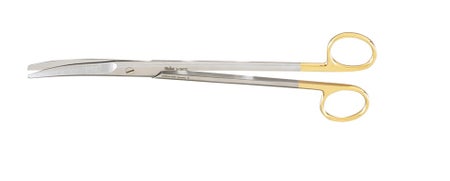 Dissecting Scissors Miltex® Carb-N-Sert® Mayo 9 Inch Length OR / Surgical Grade German Stainless Steel / Tungsten Carbide NonSterile Finger Ring Handle Curved, Beveled Sharp Tip / Sharp Tip
