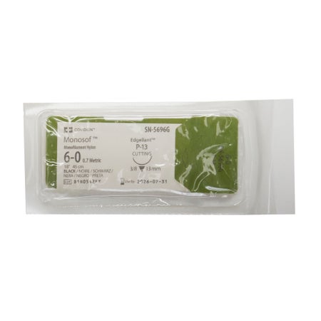 Nonabsorbable Suture with Needle Monosof™ Nylon P-13 3/8 Circle Precision Reverse Cutting Needle Size 6-0 Monofilament