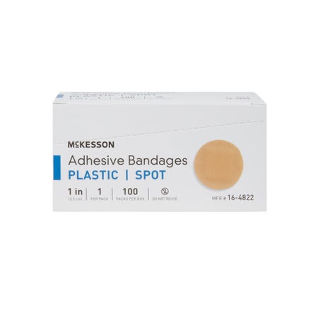 Adhesive Spot Bandage McKesson Plastic Tan 1 Inch Diameter Sterile