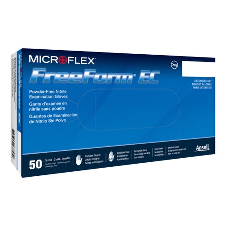 Exam Glove FreeForm® EC Medium NonSterile Nitrile Extended Cuff Length Textured Fingertips Blue Not Rated