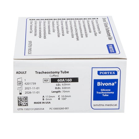 Uncuffed Tracheostomy Tube Bivona® Size 6.0 Adult