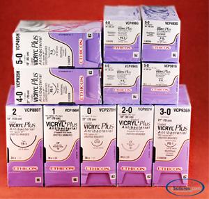 Absorbable Antibacterial Suture with Needle Coated Vicryl™ Plus Polyglactin 910 PS-5 1/2 Circle Reverse Cutting Needle Size 4-0 Braided