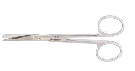 Plastic Surgery Scissors Miltex® Wagner 4-3/4 Inch Length OR / Surgical Grade German Stainless Steel NonSterile Finger Ring Handle Curved Sharp Tip / Blunt Tip