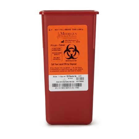 Sharps Container Sharps® Red Base 7 H X 3-1/2 W X 3-1/2 D Inch Vertical Entry 0.25 Gallon