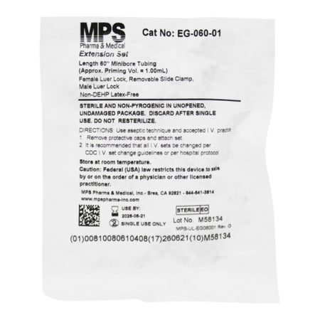 IV Extension Set Mini Bore 60 Inch Tubing