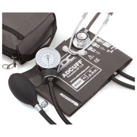 Reusable Aneroid / Stethoscope Set Pro's Combo II™ 23 to 33 cm Adult Cuff Dual Head General Exam Stethoscope Pocket Aneroid