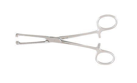Tissue Forceps Miltex® Allis 6 Inch Length OR / Surgical Grade German Stainless Steel NonSterile Locking Finger Ring Handle Straight Double Row of Atraumatic Teeth