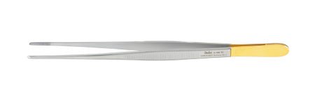 Dressing Forceps Miltex® Potts-Smith 8-1/4 Inch Length OR / Surgical Grade German Stainless Steel / Tungsten Carbide NonSterile NonLocking Thumb Handle Straight Cross Serrated Tips