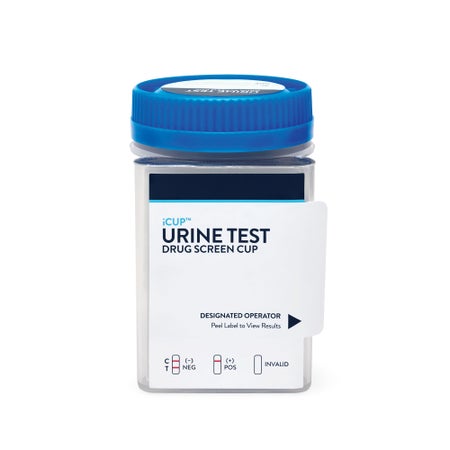 Drugs of Abuse Test Kit iCup® A.D. AMP, BAR, BZO, COC, mAMP/MET, MTD, OPI, TCA, THC (CR, GL, NI, OX, pH, SG) 25 Tests CLIA Non-Waived