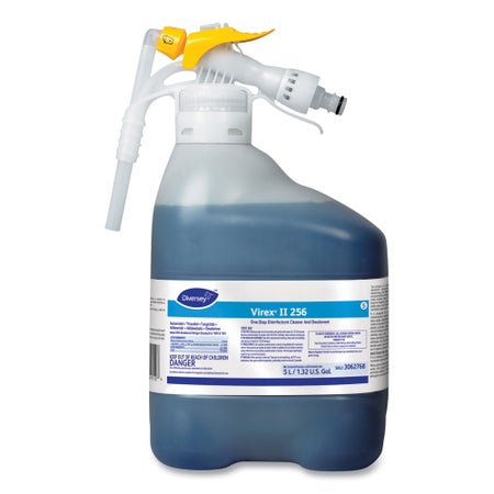 Surface Disinfectant Cleaner Diversey™ Virex® II 256 Quaternary Based RTD® Dispensing System Liquid Concentrate 5 Liter Bottle Mint Scent NonSterile