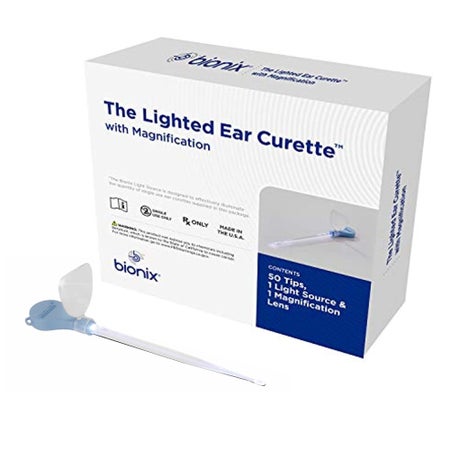 Ear Curette Kit with Non-Rechargeable Light Lighted Ear Curette™ Round Handle Assorted Tip Sizes Lighted Tip with Magnification