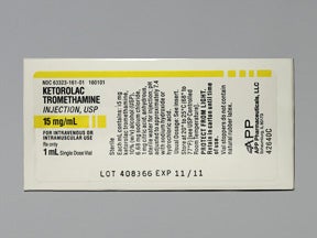Ketorolac Tromethamine, Preservative Free 15 mg / mL Injection 1 mL